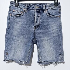 Free People Avery Women's Bermuda Denim Jean Shorts Raw Hemline Size 25
